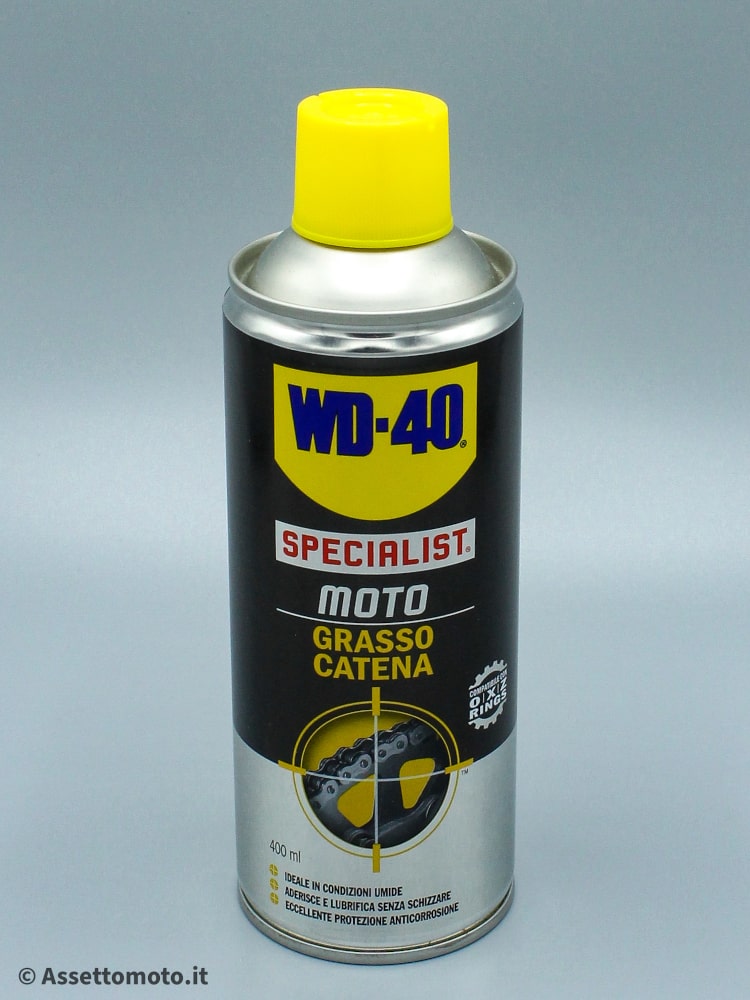 GRASSO CATENA+LUCIDANTE AL SILICONE+PULITORE CATENA WD40 MOTO SPECIALIST