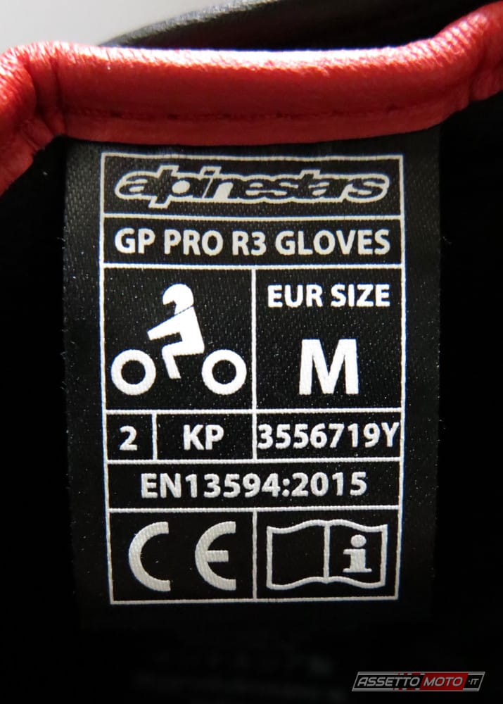 EN 13594:2015 etichetta guanti da moto